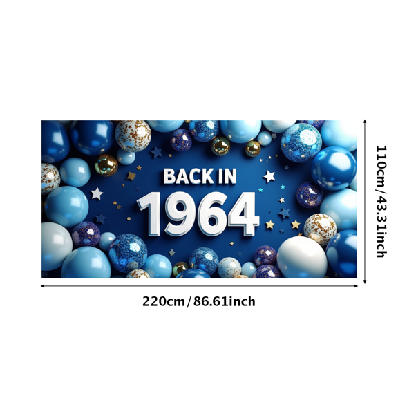 LUUFILx Back in 1964 Banner Colorful Balloon Backdrop Vintage Birthday Anniversary Party Decorations Reunion Event Photography Props Background