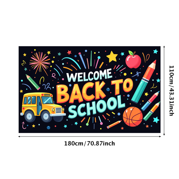 LUUFILx Back to School Backdrop Banner Classroom Art Supplies School Event Decor Photography Party Decorations Background Colorful Fun Learning