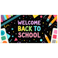 thumbnail image 1 of LUUFILx Back to School Backdrop Banner Classroom Art Supplies School Event Decor Photography Party Decorations Background Colorful Fun Learning, 1 of 9