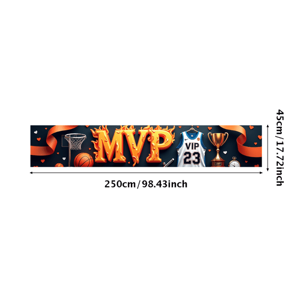 LUUFILx Basketball MVP Party Backdrop Banner Sports Theme Event Decorations Winning Celebration Background Photography Props Trophies Customizable Design