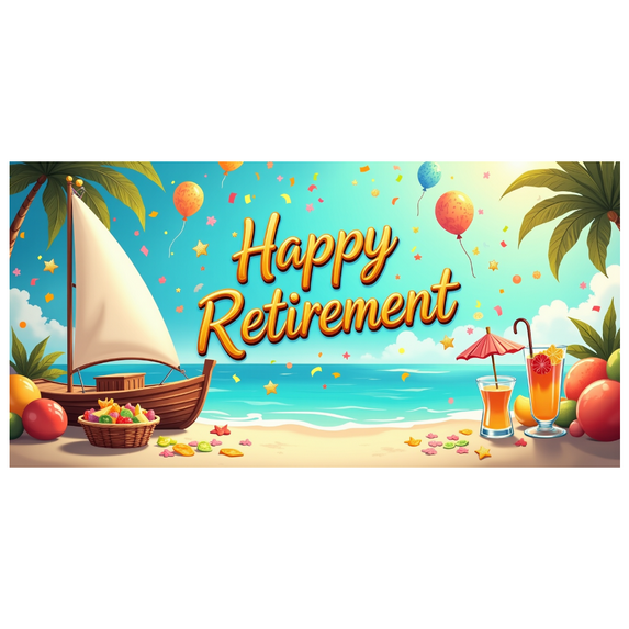 LUUFILx Beach Themed Happy Retirement Backdrop Banner Party Decors for Retirement Celebrations Photography Props Retirement Party Decorations