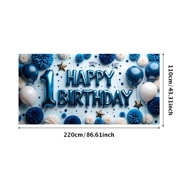 LUUFILx Birthday Backdrop Colorful Stars and Pom Poms Background Happy Birthday Decoration Party Supplies Photography Props Celebration Banner