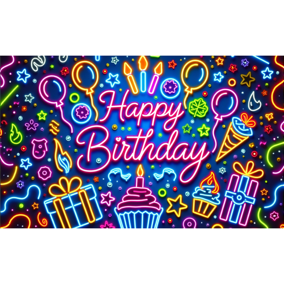 LUUFILx Birthday Banner Colorful Balloon Light Music Theme Birthday Party Background Anniversary Hanging Cloth Party Decoration Supplies