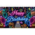 thumbnail image 1 of LUUFILx Birthday Banner Colorful Balloon Light Music Theme Birthday Party Background Anniversary Hanging Cloth Party Decoration Supplies, 1 of 1
