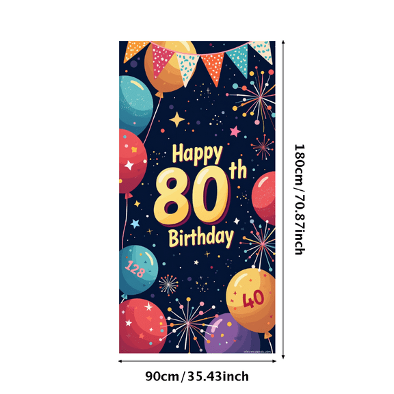 LUUFILx Birthday Celebration Banner Backdrop for 80th Anniversary Happy Decoration Party Supplies Background Photography Props Decors Happy Birthday 80th Party