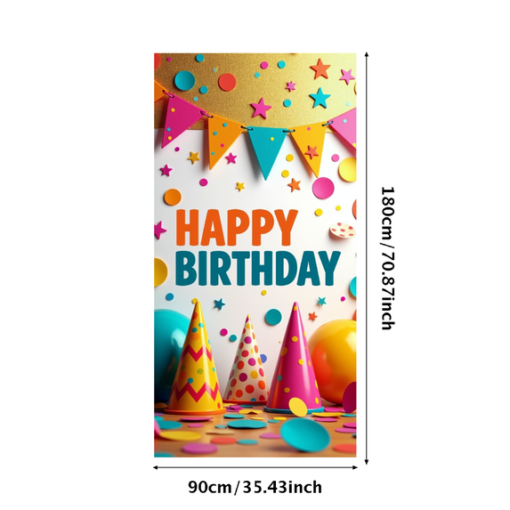 LUUFILx Birthday Party Backdrop Banner Decorations Cake Balloons Photography Props Celebration Background Party Supplies Decors Colorful Happy