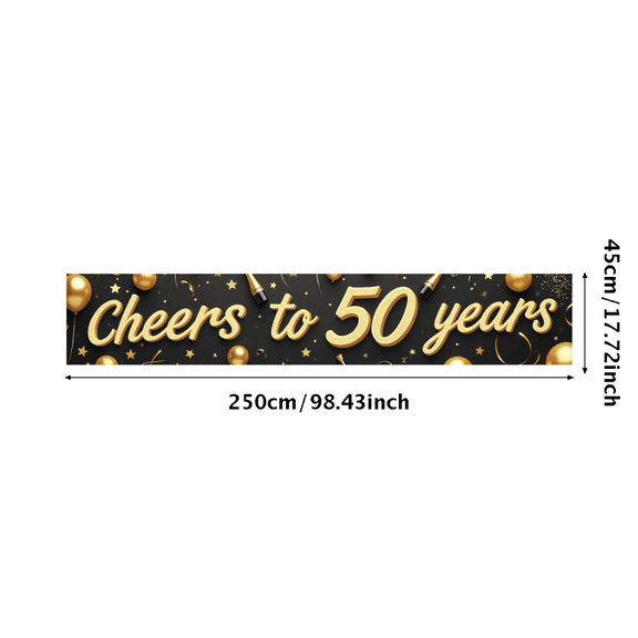 LUUFILx Black Background Golden Cheers to 50 Years Banner Party Decoration Backdrop