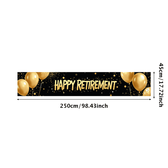 LUUFILx Black Background Happy Retirement Banner with Golden Balloons Stars Decorations Party Supplies Photography Props Retirement Party Backdrop Celebrations