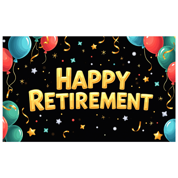 LUUFILx Black Background Happy Retirement Banner with Golden Balloons Stars Decorations Party Supplies Photography Props Retirement Party Backdrop Celebrations