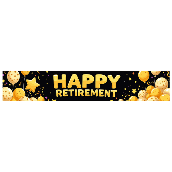 LUUFILx Black Background Happy Retirement Banner with Golden Balloons Stars Decorations Party Supplies Photography Props Retirement Party Backdrop Celebrations