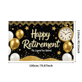 thumbnail image 1 of LUUFILx Black Gold Glitter Happy Retirement Banner with Balloons Star Clock Decors Backdrop, 1 of 8