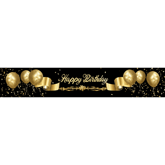 LUUFILx Black Gold Happy Birthday Party Backdrop For Photo Black Happy Birthday Adult Theme Party Decoration Supplies DIY Backdrops