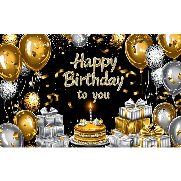 LUUFILx Black Gold Pink Glitter Birthday Decorations Backdrop Party Decor Background Banner Birthday Party Supplies Photo Studio Props