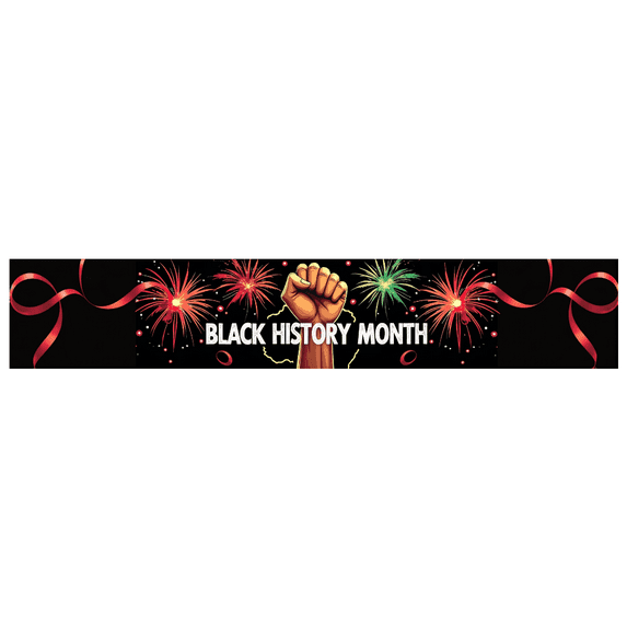 LUUFILx Black History Month Celebration Banner Event Party Backdrop with Colorful Fireworks Decorations and Raised Hands for Cultural Awareness Display Photography