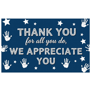 LUUFILx Blue Background Thank You Banner with Handprint and Star Elements Appreciation Party Decorations