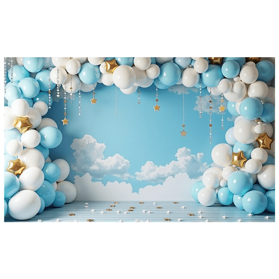 LUUFILx Blue Balloon Sky Photo Backdrop Happy Birthday Photography Background Party Decoration Banner Portrait Art Photo Studio Props