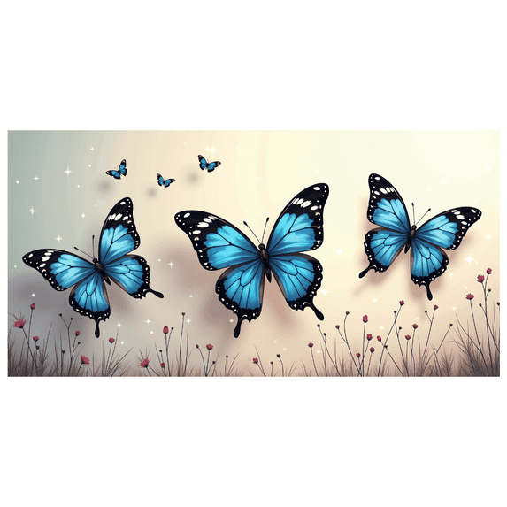 LUUFILx Blue Butterfly Banner Backdrop Wall Hanging Decor Party Events Photography Props Background Home Decor Birthday Decoration Art Display