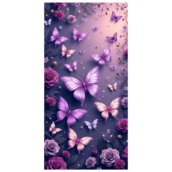 LUUFILx Butterfly Rose Floral Backdrop Banner Purple Pink Photography Background Party Decorations Birthday Wedding Event Decor Photo Studio Props