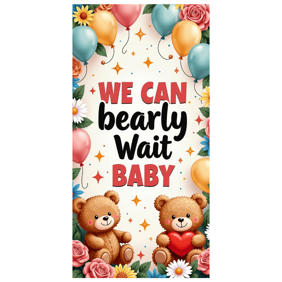 LUUFILx We Can Bearly Wait Baby Shower Banner with Teddy Bears Flowers Balloons Baby Shower Decorations Photography Props Party Supplies Background Backdrop