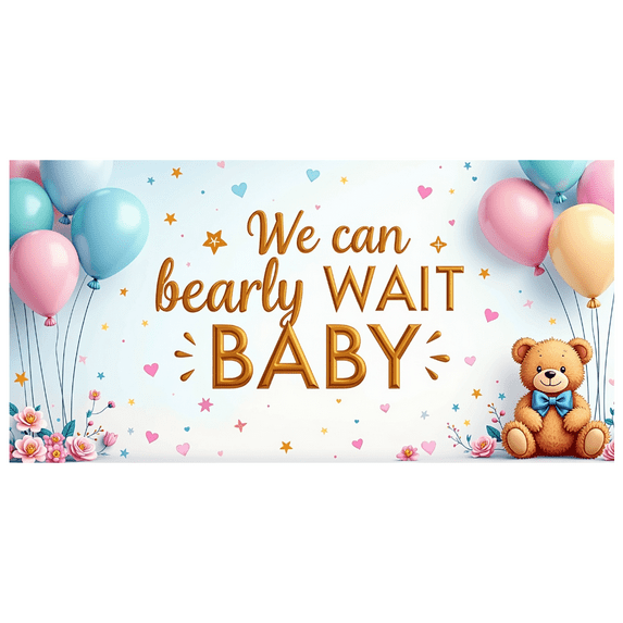 LUUFILx We Can Bearly Wait Baby Shower Banner with Teddy Bears Flowers Balloons Baby Shower Decorations Photography Props Party Supplies Background Backdrop