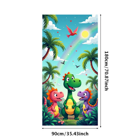 LUUFILx Cartoon Dinosaur Jungle Theme Kids Birthday Party Banner Backdrop Playroom Decorations Photo Props Background Baby Shower Celebration Supplies