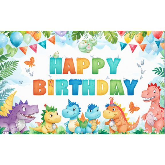 LUUFILx Cartoon Dinosaur Theme Birthday Party Backdrop Polyester Photo Booth Background Kids Birthday Party Banner Backdrop Kid Room Photo Prop