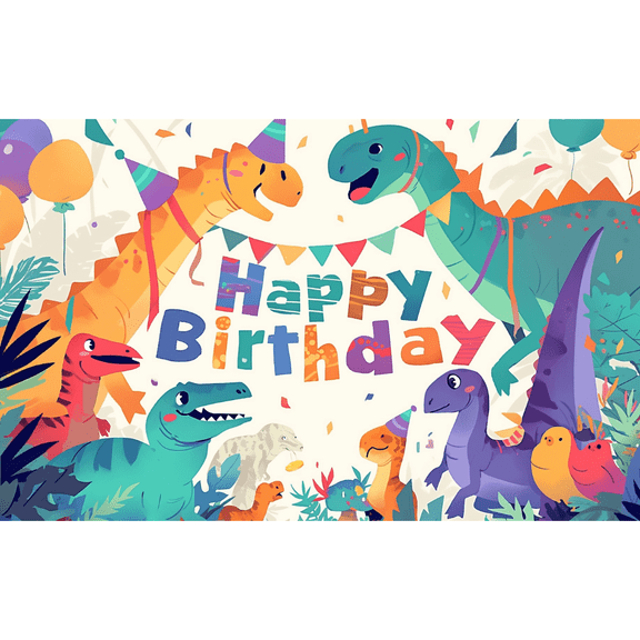 LUUFILx Cartoon Dinosaur Theme Birthday Party Backdrop Polyester Photo Booth Background Kids Birthday Party Banner Backdrop Kid Room Photo Prop