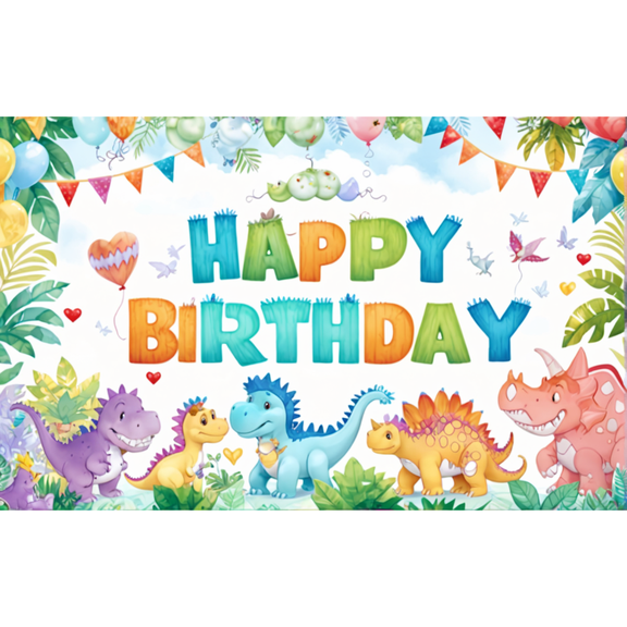 LUUFILx Cartoon Dinosaur Theme Birthday Party Backdrop Polyester Photo Booth Background Kids Birthday Party Banner Backdrop Kid Room Photo Prop