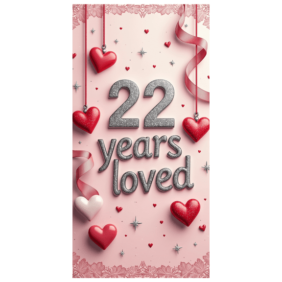 LUUFILx Celebration Backdrop Banner 22 Years Loved Anniversary Decorations for Party Supplies Photography Props Valentine's Day Event Background Decor