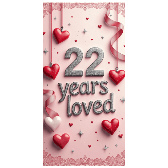 LUUFILx Celebration Backdrop Banner 22 Years Loved Anniversary Decorations for Party Supplies Photography Props Valentine's Day Event Background Decor