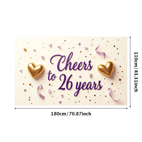 LUUFILx Celebration Banner Cheers to 26 Years Anniversary Party Supplies Background Decorations Backdrop for Event Photography Props Milestone Celebration