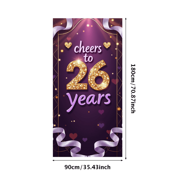 LUUFILx Celebration Banner Cheers to 26 Years Anniversary Party Supplies Background Decorations Backdrop for Event Photography Props Milestone Celebration