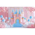 thumbnail image 1 of LUUFILx Charming Castle and Flower Balloon Background Versatile Polyester Photographic Background for Birthdays for Weddings Celebrators, 1 of 1