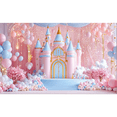 thumbnail image 1 of LUUFILx Charming Castle and Flower Balloon Background Versatile Polyester Photographic Background for Birthdays for Weddings Celebrators, 1 of 1