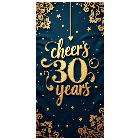 LUUFILx Cheer's 30 Years Anniversary Backdrop Celebration Banner Gold Decoration Background Party Supplies Photography Props Event Decor