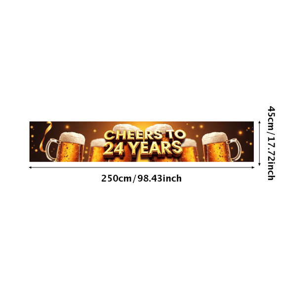 LUUFILx Cheers to 24 Years Celebration Banner Party Decorations Backdrop Props Anniversary Event Supplies Birthday Bar Restaurant Toast Festive Decor Beer