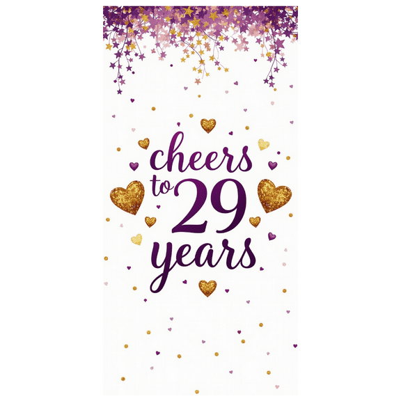 LUUFILx Cheers 29th Backdrop Banner Background Party Decorations Birthday Anniversary Event Supplies Purple Gold Heart Celebration Banner