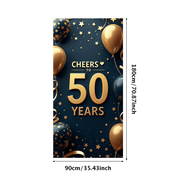 LUUFILx Cheers to 50 Years Backdrop Banner Decorations Golden Anniversary Party Supplies Photo Prop Background Balloon Decors Celebration Event Scenic Display