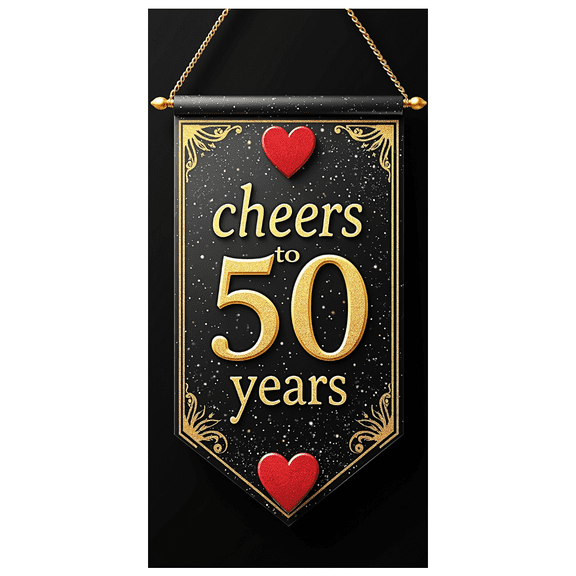 LUUFILx Cheers to 50 Years Backdrop Banner Gold and Red Heart Decorations Celebration Milestone Party Supplies Photo Props Anniversary Decor Background