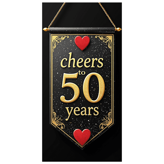 LUUFILx Cheers to 50 Years Backdrop Banner Gold and Red Heart Decorations Celebration Milestone Party Supplies Photo Props Anniversary Decor Background