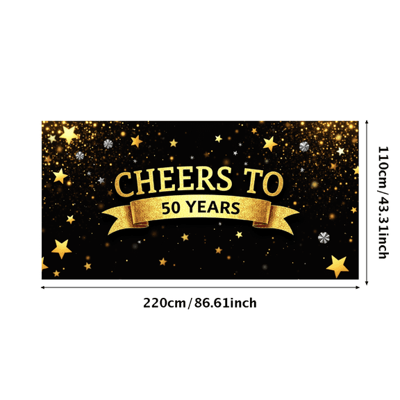 LUUFILx Cheers to 50 Years Backdrop Banner Gold and Red Heart Decorations Celebration Milestone Party Supplies Photo Props Anniversary Decor Background