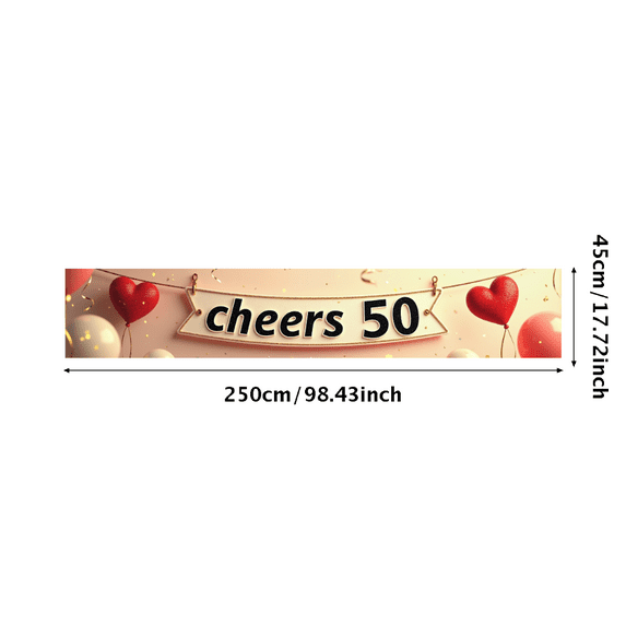 LUUFILx Cheers to 50 Years Backdrop Banner Gold and Red Heart Decorations Celebration Milestone Party Supplies Photo Props Anniversary Decor Background