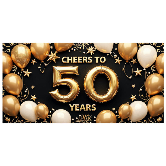 LUUFILx Cheers to 50 Years Banner Celebration Backdrop Anniversary Party Decoration Background Milestone Event Festive Decor Indoor Outdoor Banner Props