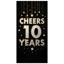 LUUFILx Cheers to 10 Years Backdrop Banner Anniversary Celebration Party Supplies Event Decoration Photography Props Background Stars