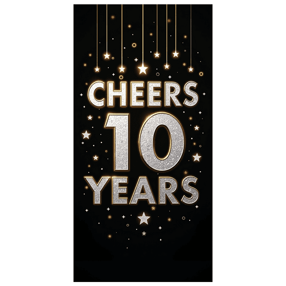 LUUFILx Cheers to 10 Years Backdrop Banner Anniversary Celebration Party Supplies Event Decoration Photography Props Background Stars