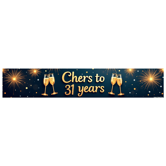 LUUFILx Cheers to 31 Years Celebration Banner Backdrop for Anniversary Party Decorations Champagne Glasses Theme Background Event Photography Props