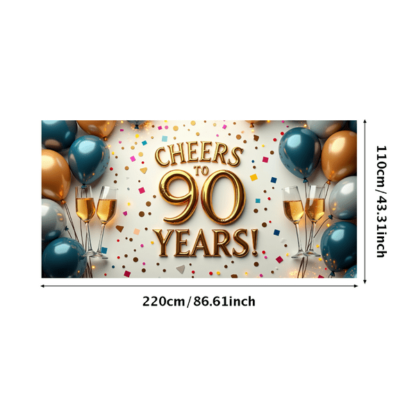 LUUFILx Cheers to 90 Years Backdrop Banner Birthday Party Decoration Background Photography Props Celebration Decors Anniversary Supplies