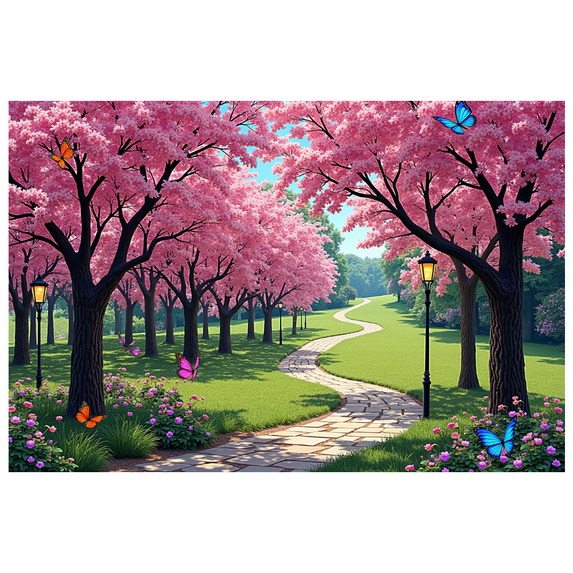 LUUFILx Cherry Blossom Themed Background, Pink Flower Decorations with Butterflies Banner, Spring Party Decor Backdrop