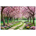 thumbnail image 1 of LUUFILx Cherry Blossom Themed Background, Pink Flower Decorations with Butterflies Banner, Spring Party Decor Backdrop, 1 of 7