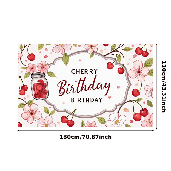 LUUFILx Cherry Themed Floral Background Birthday Banner Party Decoration